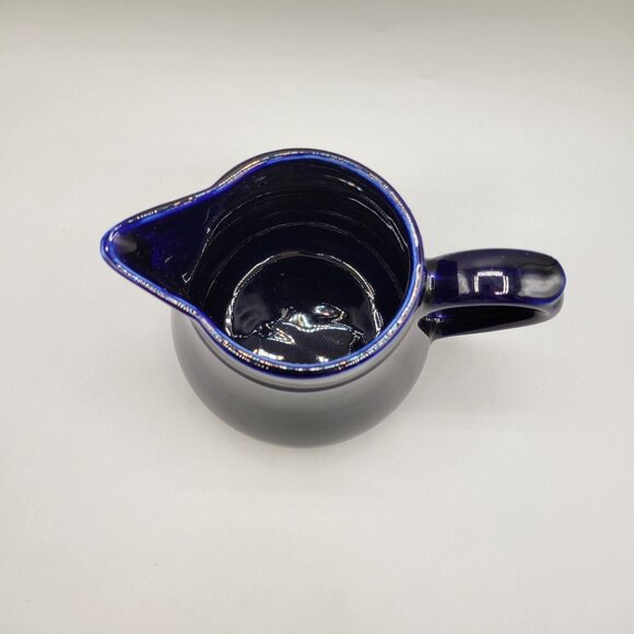 French Cobalt Blue Ceramic Milk Pitcher Jug - Picture 2 of 7